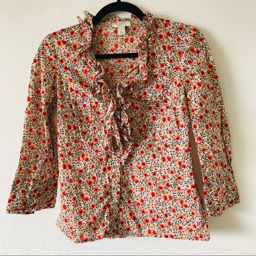 Loft Ruffle Button Down